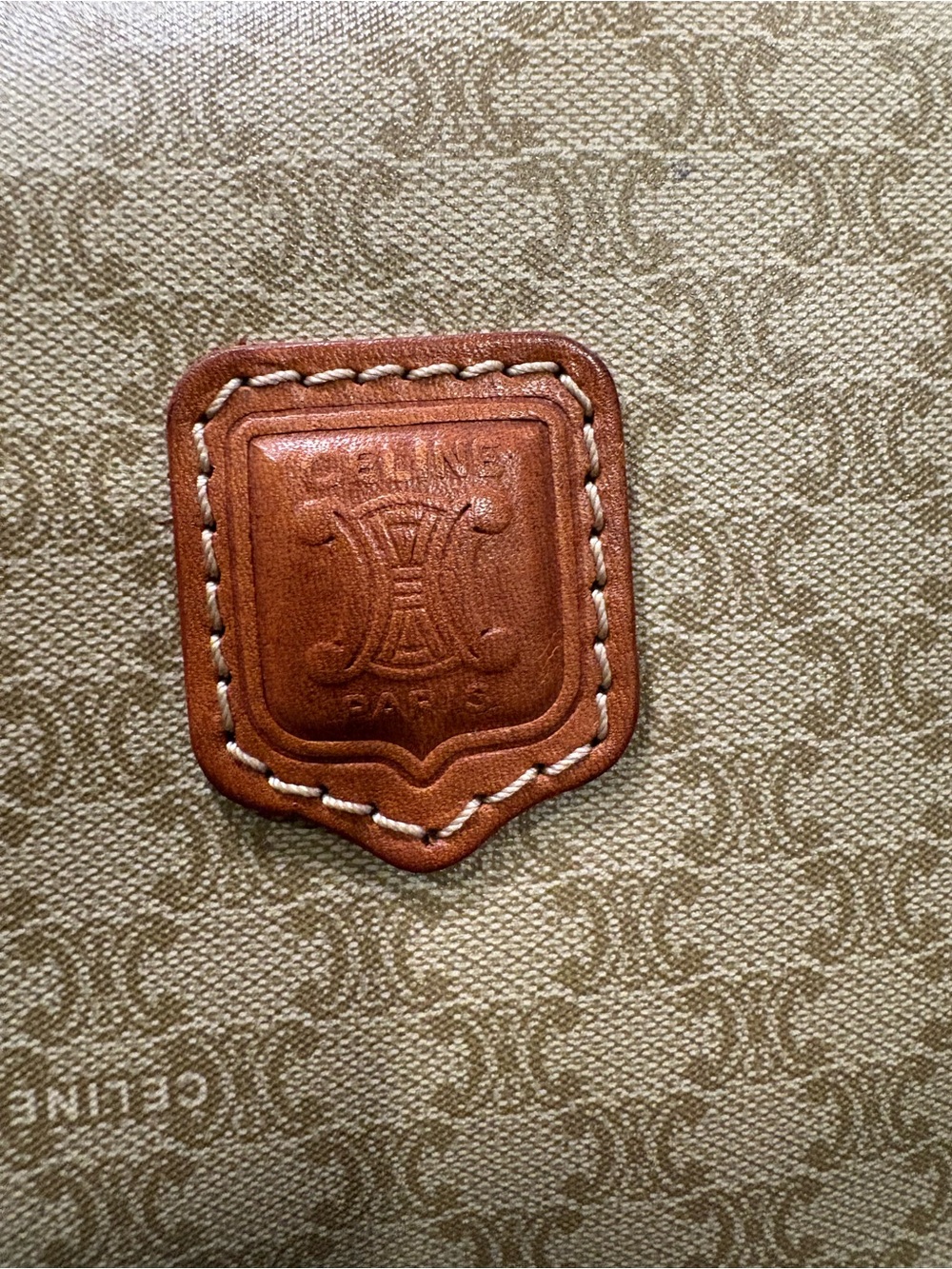 Celine Beige Monogram Dome Satchel with Tan Leather Trim - Picture 3 of 11